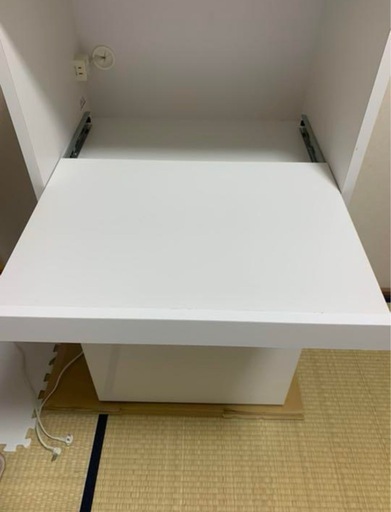 ホワイト木製ラック タイル天板 2引き出し ホワイト木製ラック タイル