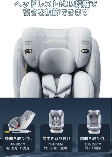 チャイルドシート 新生児 ISOFIX R129適合 0歳〜12歳 40〜150cm 360 