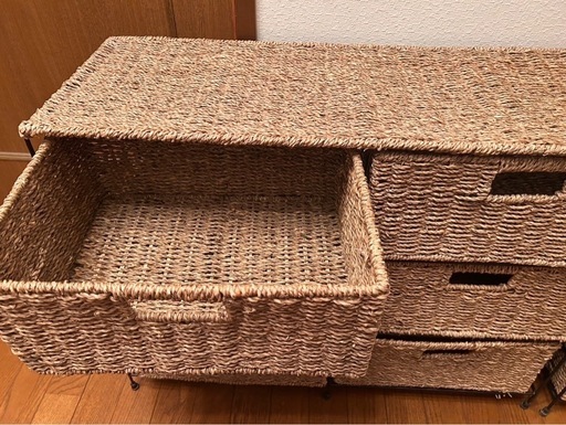 ラタン調 チェスト 幅82cm ラタン調 デザインチェスト リビングボード