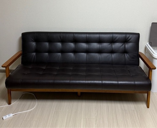 ソファ 3人掛け 布製 昭和レトロ 家具 堅