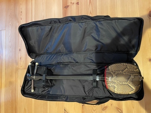 本ヘビ皮　三線　ケース付き ヘビ皮 沖縄 三線 ケース付き ヘビ皮三線 専用ケース付き 沖縄 付属品