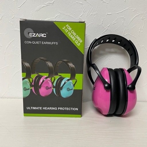 ★[EZARC] 防音イヤーマフ 遮音値 SNR30dB　NRR25dB 耳当てプロテクター 折りたたみ型 子供用 学生用 睡眠･勉強・聴覚過敏緩めなど様々な用途に 騒音対策(ピンク)