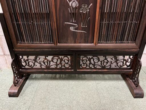 唐木家具 黒檀 衝立 間仕切り パーテーション 和家具 幅102cm×奥行33cm