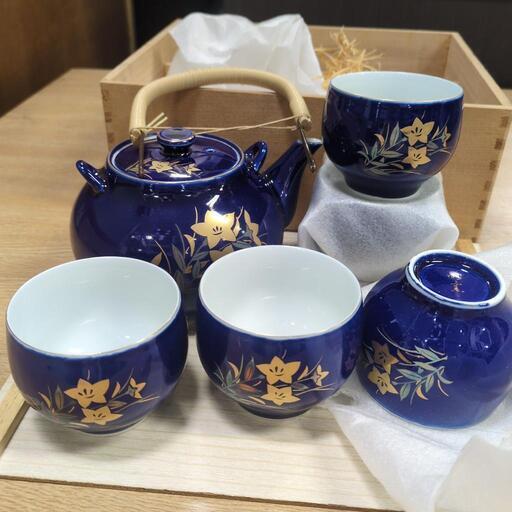 ★未使用品 急須 湯呑 セット 有田焼  茶器揃 瑠璃 急須1 湯呑5（6点組）⑦