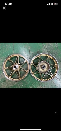 キャストホイール　ＧＳ４００　\nゴールドセブン/金　セブンスター　前後セットGS400当時仕様GS400E GS400L GT380 GSX400E GSX400F純正サイズ