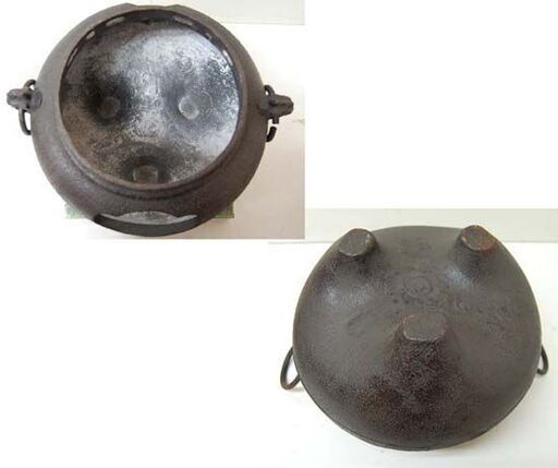 鉄鬼面風炉 茶釜 幅32×奥行30×高さ35cm 風炉・茶釜セット