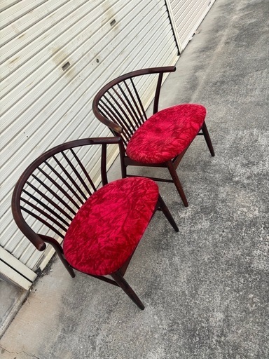 赤色椅子2個 アビタスタイル ラウンジチェア 2脚セット 赤色