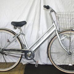 C761★限定特価★ 中古自転車 【27インチ　シティ　シルバー　3段　LEDオートライト 】 C761☆限定特価☆ 中古自転車 【27インチ シティ シルバー 3段 LED
