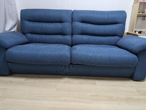 保証書付】 ニトリ ターコイズブルー 3人掛けソファ 2人掛け・3人掛け