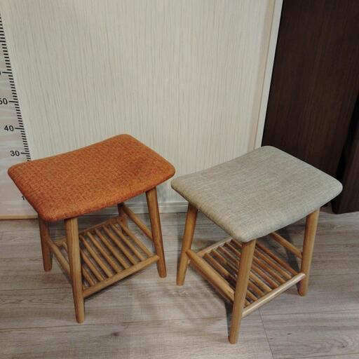 木製クッションスツール2脚セット - 北欧スタイル スツール 2脚 木製クッションスツール2脚セット - 北欧スタイル 木製