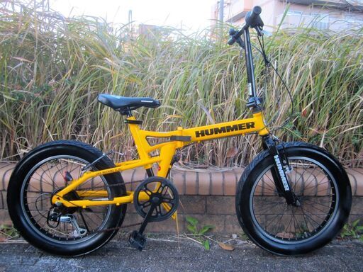 HUMMER 折りたたみ自転車 イエロー，キャンプ，可変ギア，2024年購入 HUMMER 2024年 最新 新型 ハマー ノーパンク20インチ折畳み
