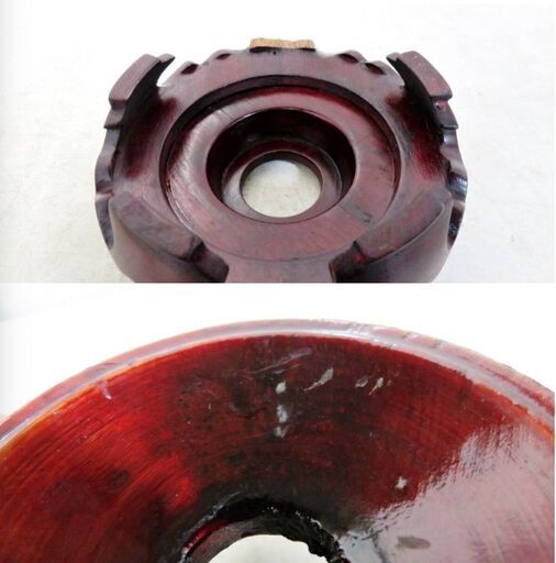 中国伝統工芸品5個セット 風景画と花の模様 台座付き 山水 鶴 七福神