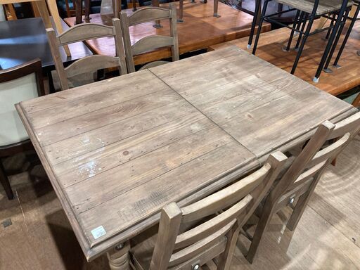 【愛品館 市原店】シャビー調伸長式ダイニングテーブルセット4人用