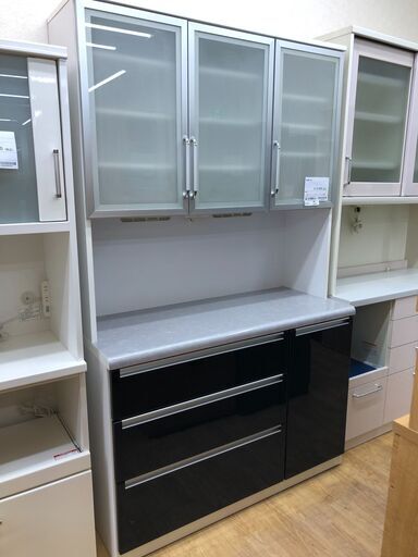 ☆ジモティ割あり☆ 食器棚 H200×W140×D46 クリーニング済み SJ1255