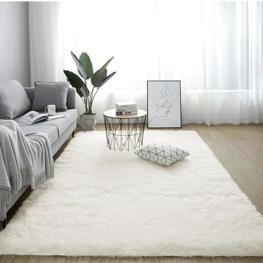 【新品】ラグマット カーペット 120x160cm 洗えるラグ 滑り止め付き おしゃれ オフホワイト 白②