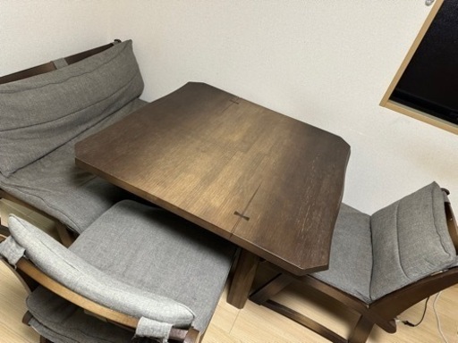 円110cm　ダイニングテーブルセット ソファチェア ソファ ダイニングテーブル 3点セット 幅110cm 高さ65cm リビング 兼