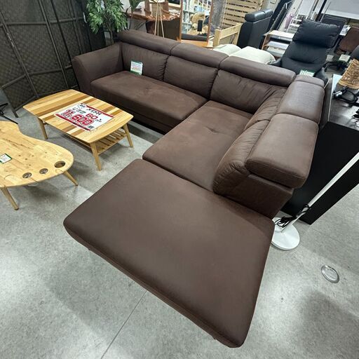 ジ349】｟大き目のソファお探しの方!!｠L字ソファー オットマン付き 