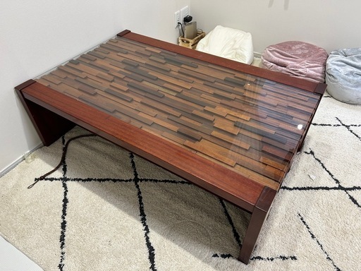 売切！！お洒落デザインダイニング硝子テーブル120×75