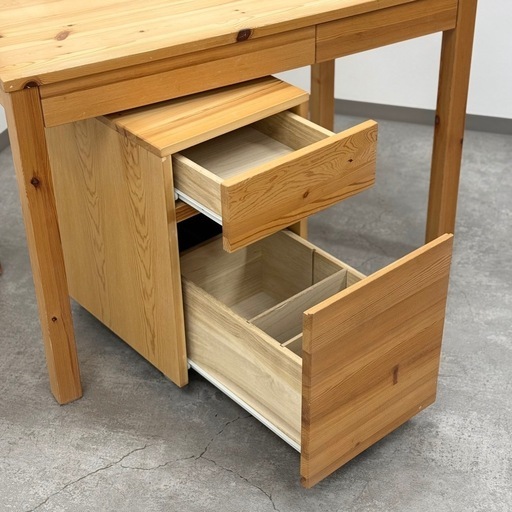 無印良品 パイン材デスク引き出し＆キャビネット付き 木製デスク