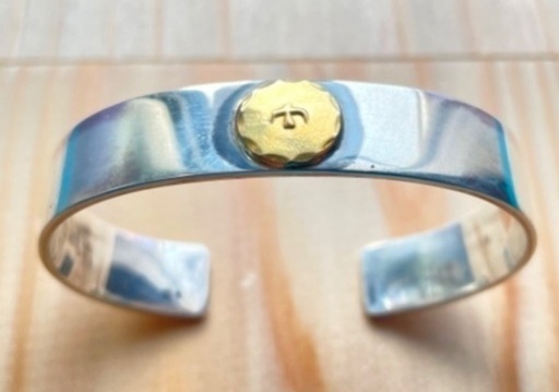 値下げ！【美品】goro's 金メタル付平打ち シルバーリング goro's