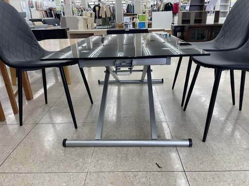 ☆ジモティ割あり☆ ニトリ ダイニングセット 3人掛け 黒 H24～75×D75 