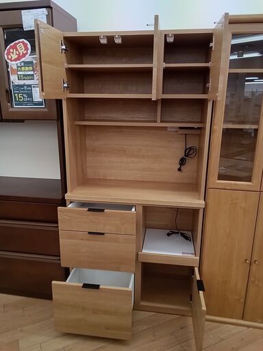 ☆ジモティ割あり☆ NITORI 食器棚 エトナ ナチュラル H180×D42×W88