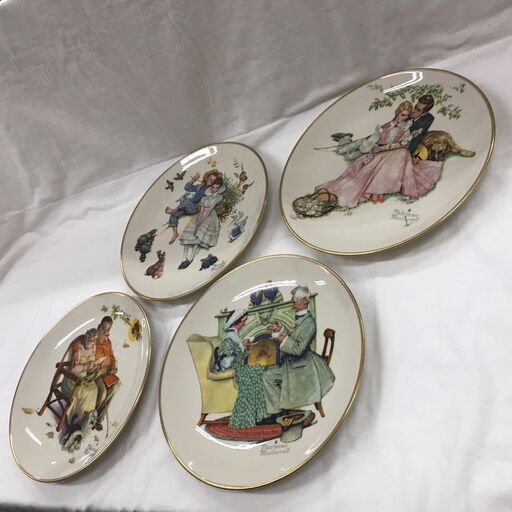 Norman Rockwell ノーマン・ロックウェル GOHAM ゴーハム 平皿 プレート 4枚セット 1973 LIMITED IN EDITION 未使用品 【ジャングルジャングルイズミヤ広陵店】