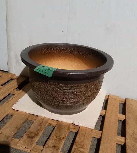☆美品　信楽焼 窯肌櫛目輪型 13号 大型植木鉢☆