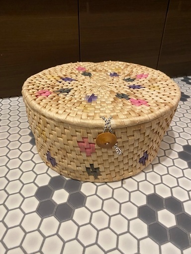 新品  蓋付き 丸籠 かご バスケット ②