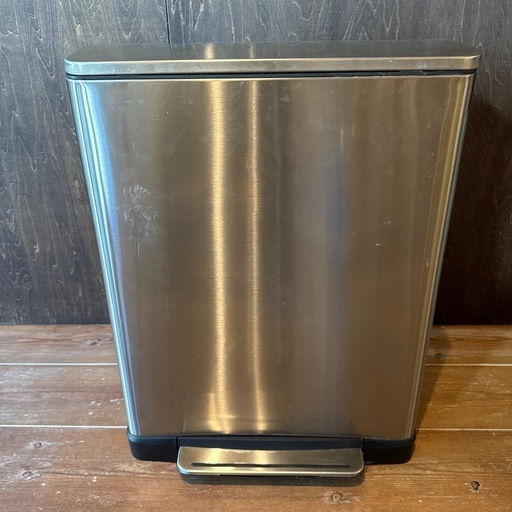 EKO ステンレスペダル式ゴミ箱 角型ヨコ 50L 1個 幅495×奥行348×高さ647mm ソフトクローズ ゴミ袋固定ホール オープンロック機能付