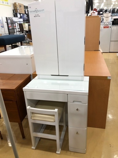軽トラック貸出サービス有】ニトリ 3面ドレッサー イス付き ガラス天板 