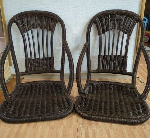 ヴィンテージ藤家具　ラタン座椅子2個セット　アンティーク