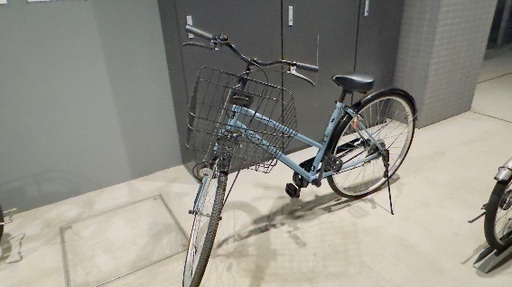 青 シティバイク 前かご付き 青色シティサイクル 前面バスケット付き