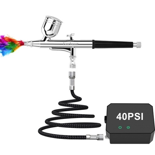 40PSI エアブラシ コンプレッサー ミニ エアブラシ セット 3段階圧力制御 ダブルアクション 多機能 エアーブラシ ダブルアクション ク エアブラシキットとエアブラシの塗料 塗装 絵画 DIY 日本語説明書
