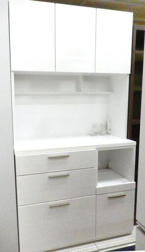 ニトリ セパレート食器棚 SORREL 100KB-WH ホワイト 鏡面仕上げ 幅100cm 札幌市清田区