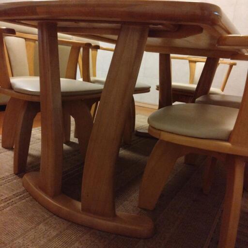 J6737 NITORI ニトリ ダイニングテーブルセット イス2脚付 オーク120