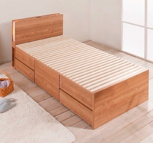 R2474) NITORI 中古 ニトリ たっぷり収納 照明・コンセント付き ダブル