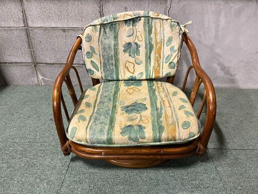籐製 高座椅子 回転 ラタン 藤製 昭和レトロ ② 幅50cm×奥行50cm 