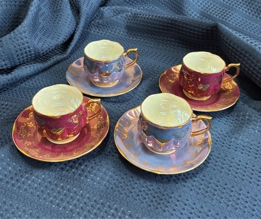 OHASHI CHINA カップ\u0026ソーサー4客　大橋陶器　オーロラ　レトロ