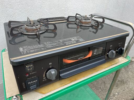 パロマ ガスコンロ IC-S37-2R LPガス ホース付き 中古品 LPガス ホース 