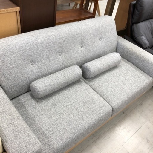 2人掛けソファー ファブリック グレー 【トレファク堺福田店】