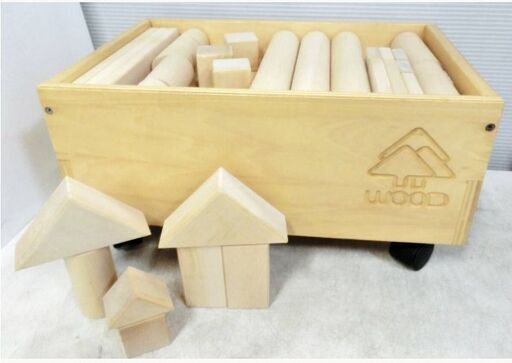 積み木 収納ボックス キャスター付き WOOD キッズ 知育玩具 つみき 木