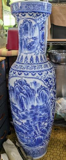 壺 李朝 中国 骨董 古美術 染付 超貴重！】超特大 中国骨董古美術染付壺【高さ120cm】 李朝