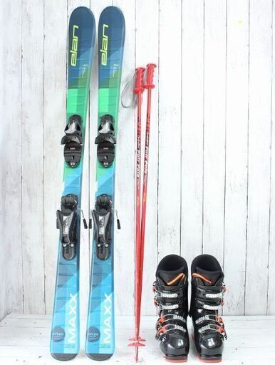 ELAN スキー板 130cm、ストック付 お引取り限定 elan エラン カービングスキー4点セット 板130cm ブーツ