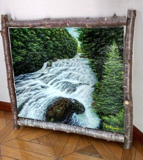 【新品】日光竜頭の滝上流　油彩画 絵画 風景画 原画 Ｆ１０