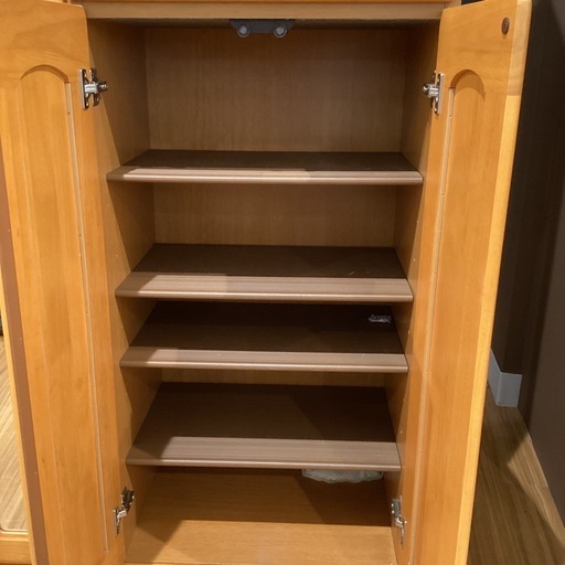 ダークブラウン 木製 幅144cm 鍵付き収納 【9650590】