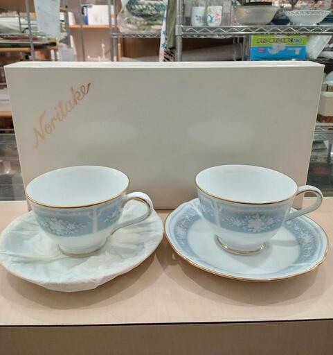 ★【ノリタケ】新品❗ペアカップ＆ソーサー  セット 【レースウッドゴールド 定価5,500円】コーヒー  ティー  箱入り   北九州店舗店頭販売のみ