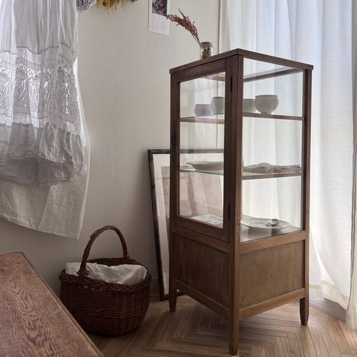 古家具 ガラスケース パンケース ショーケース 5面 アンティーク