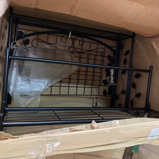 3個セット 木製ラティスフェンス付きフラワースタンド 2段ブラウン