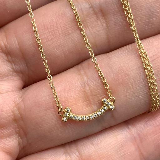 ティファニー Tスマイルペンダント ミニ ダイヤ イエローゴールド ネックレス ティファニー Tスマイル ミニ ダイヤネックレス ゴールド